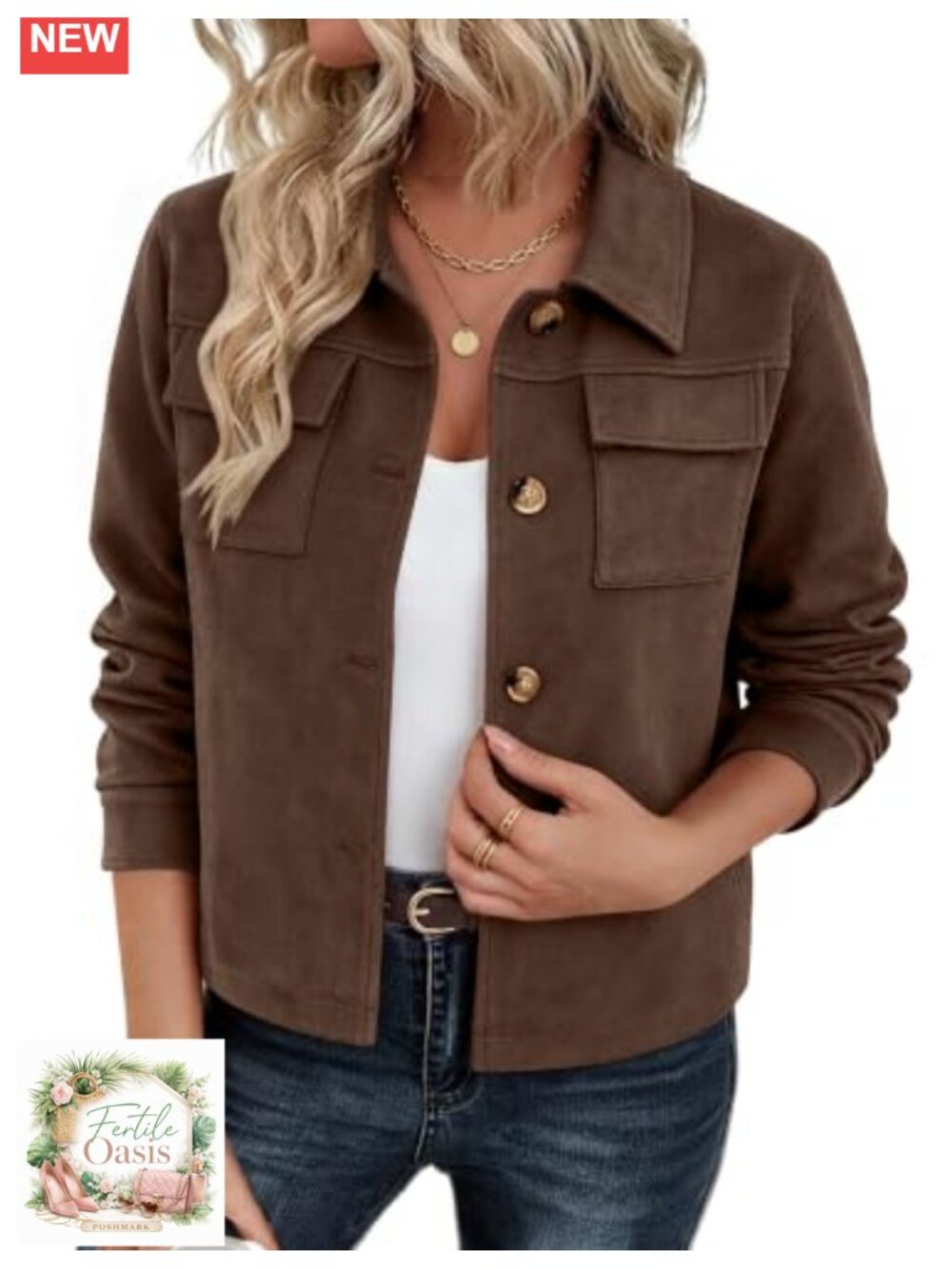 Faux Suede Cropped Jacket Trendy Shacket Zip Up